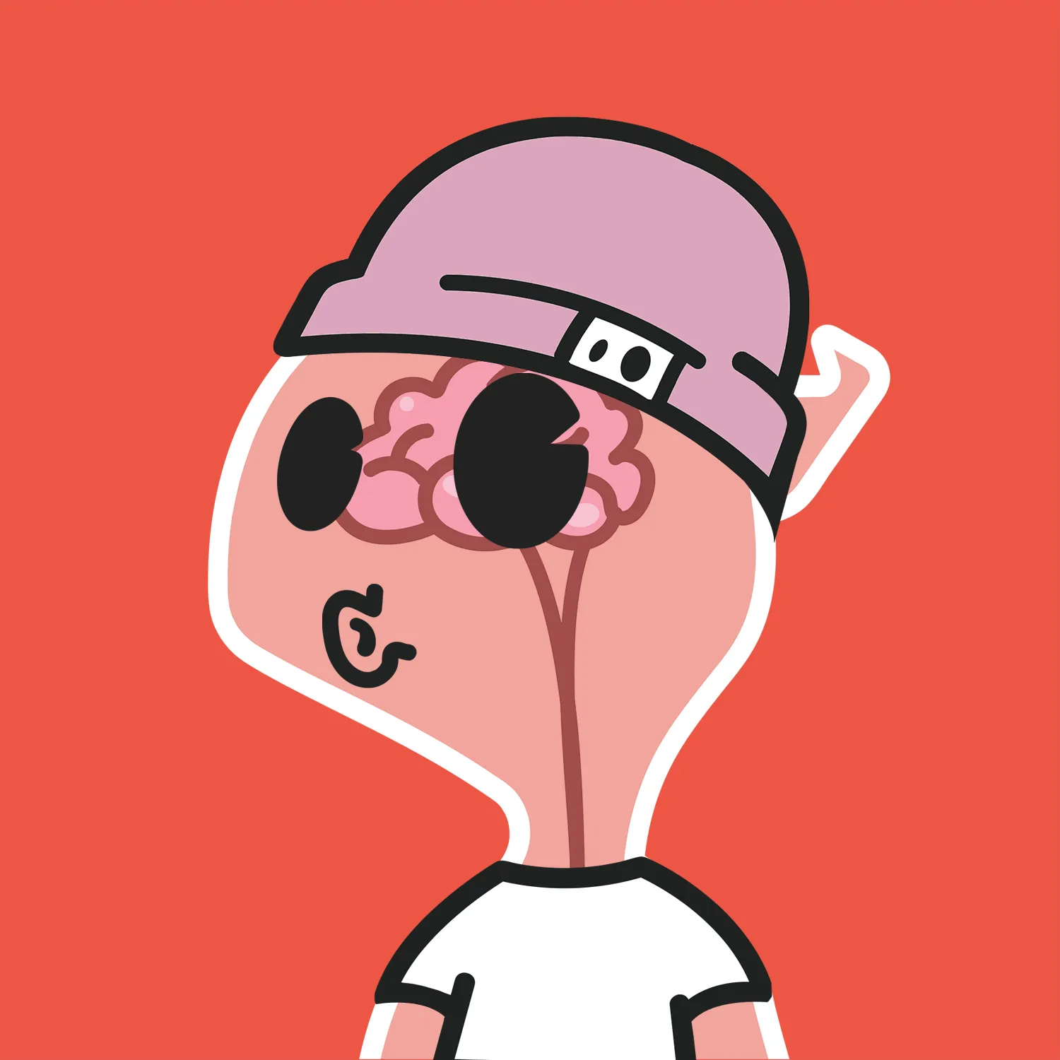 Lostie #0663, a zombie in a pink bucket hat and blackout shades