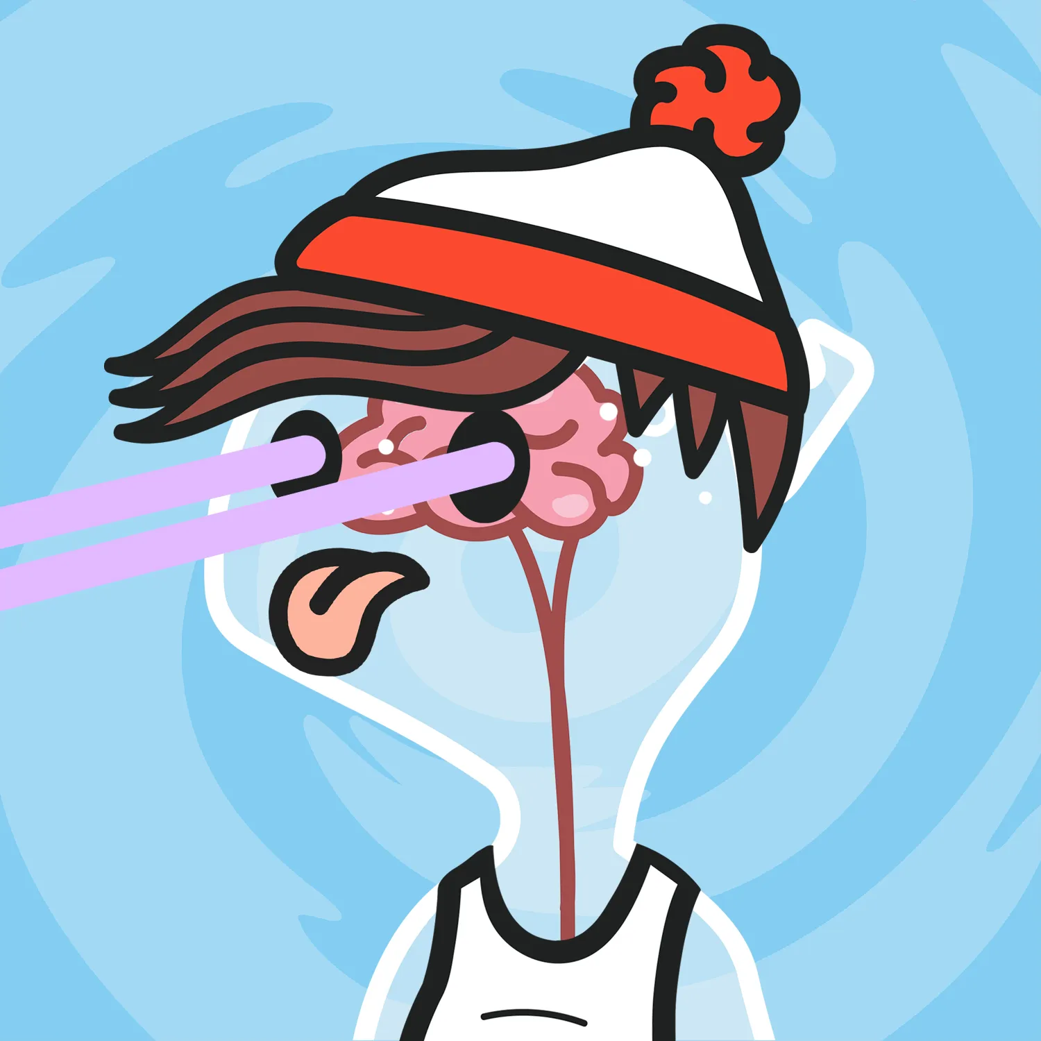 Lostie #0925, a zombie with laser eyes and a pom beanie